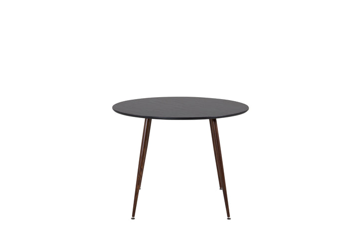 Venture Home Plaza Round Table 100 cm - Black Top - Walnut legs
