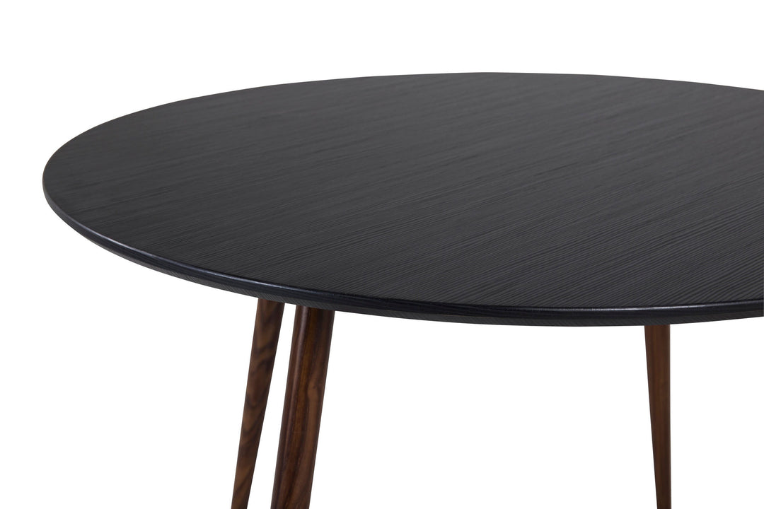 Venture Home Plaza Round Table 100 cm - Black Top - Walnut legs