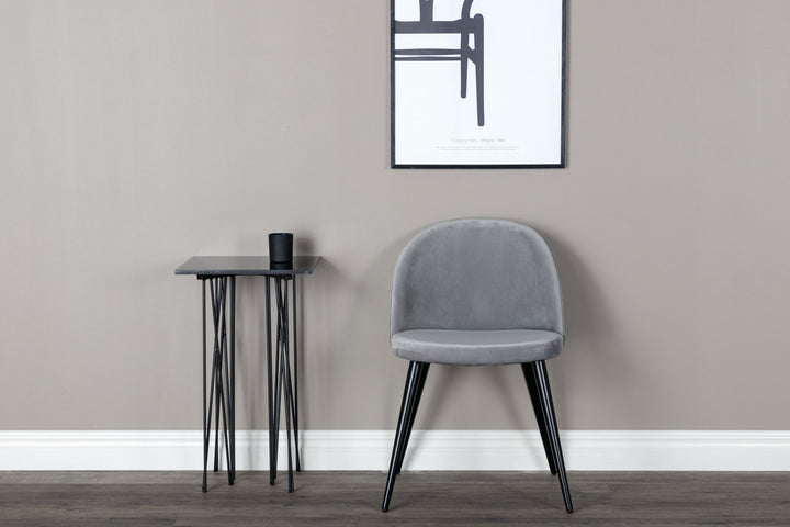 Venture Home Velvet Matstol 2-pack - Svart / Ljusgrå Sammet