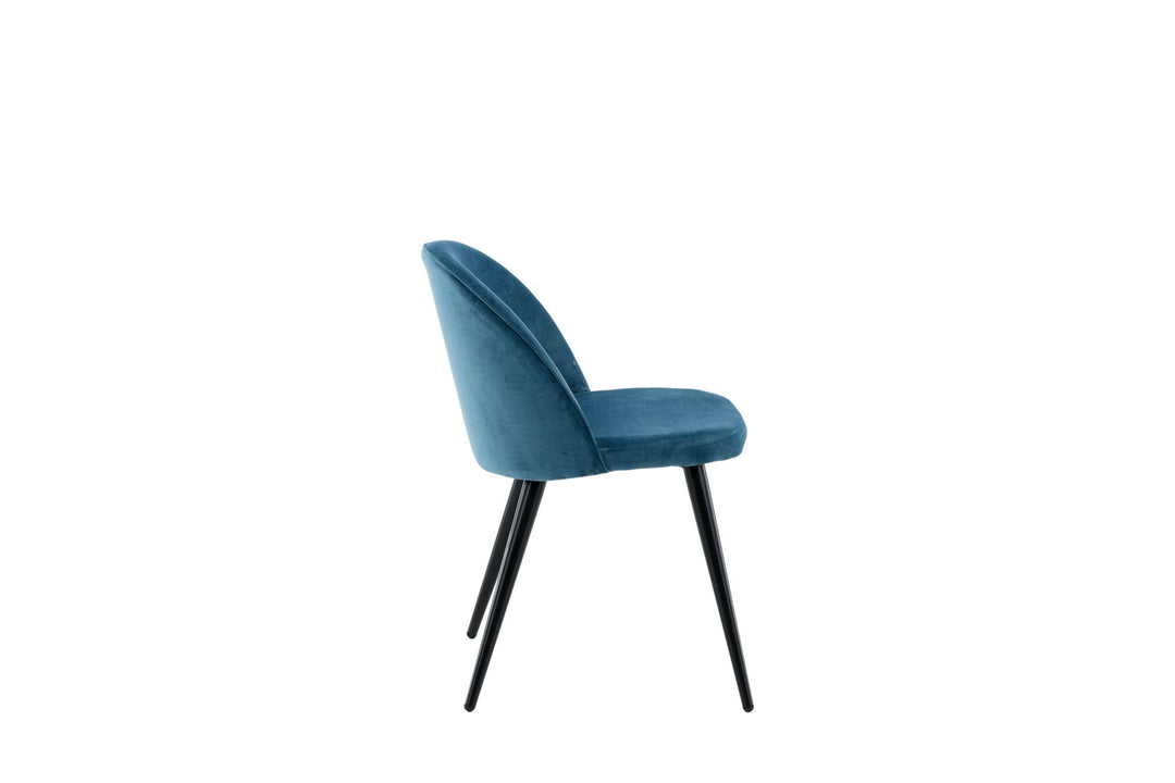 Venture Home Velvet Matstol 2-pack  - Svart / Blå Sammet