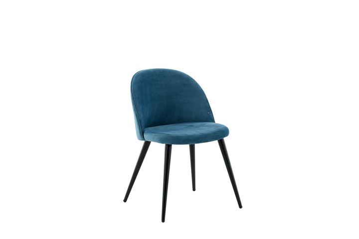 Venture Home Velvet Matstol 2-pack  - Svart / Blå Sammet