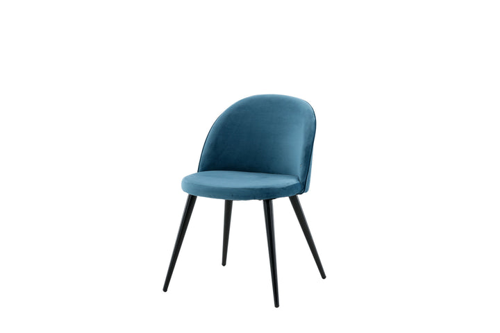 Venture Home Velvet Matstol 2-pack  - Svart / Blå Sammet