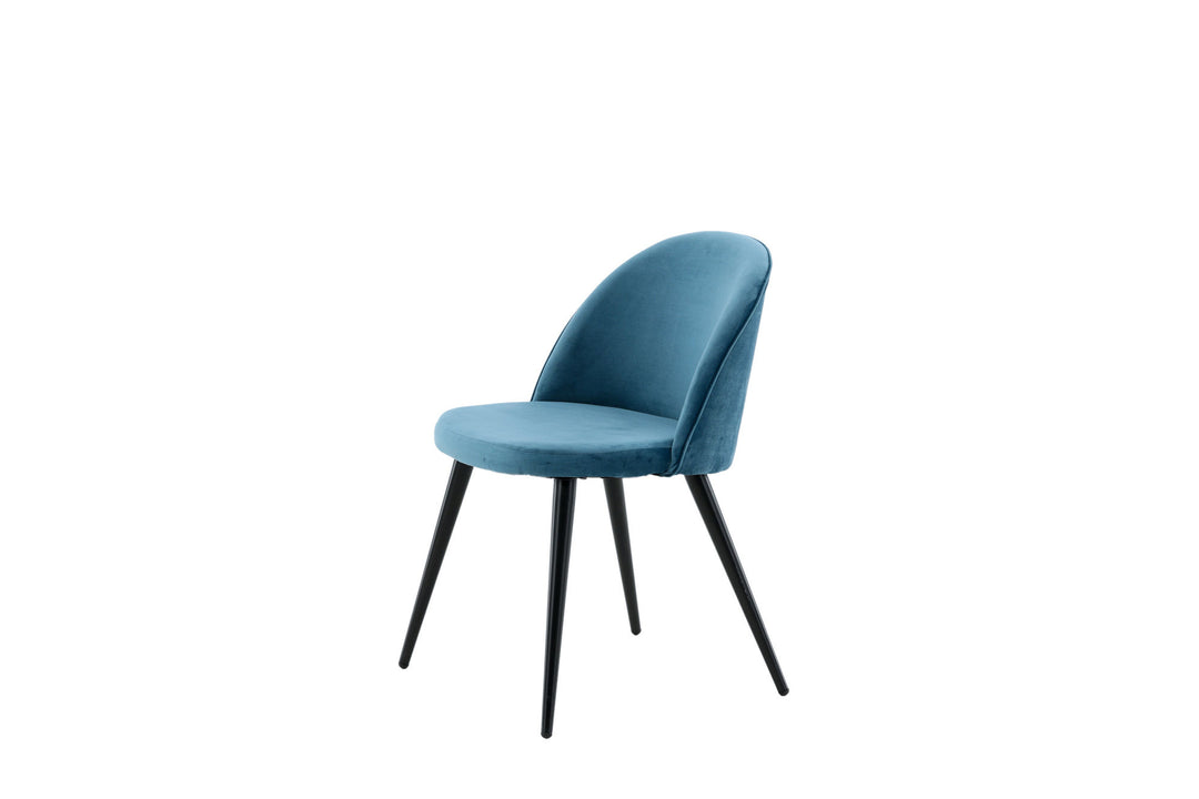 Venture Home Velvet Matstol 2-pack  - Svart / Blå Sammet