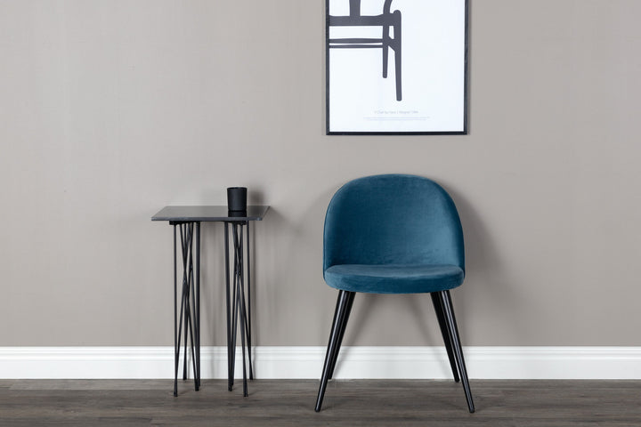 Venture Home Velvet Matstol 2-pack  - Svart / Blå Sammet