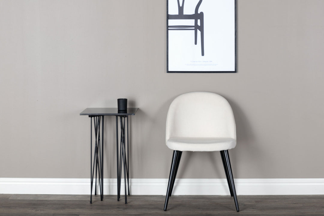 Venture Home Velvet Dining Chair 2-pack - Black Legs / Cream Corduroy