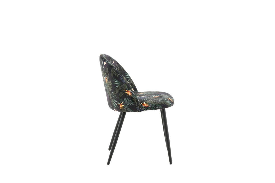 Venture Home Velvet Dining Chair 2-pack - Black Flower Fabric