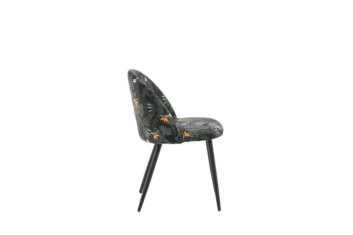 Venture Home Velvet Dining Chair 2-pack - Black Flower Fabric