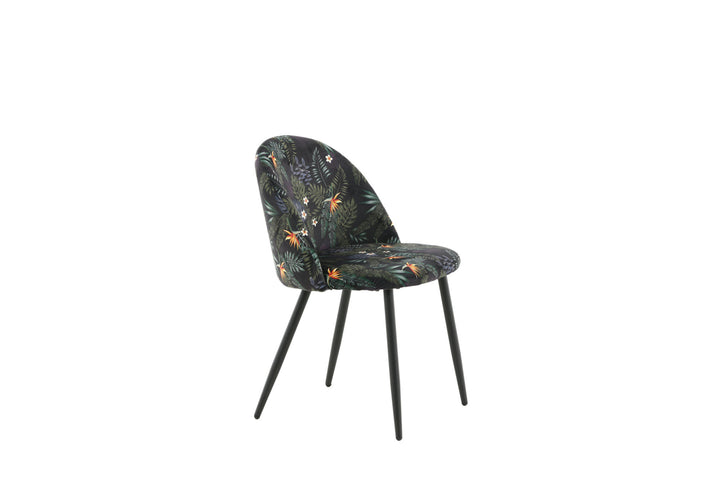Venture Home Velvet Dining Chair 2-pack - Black Flower Fabric