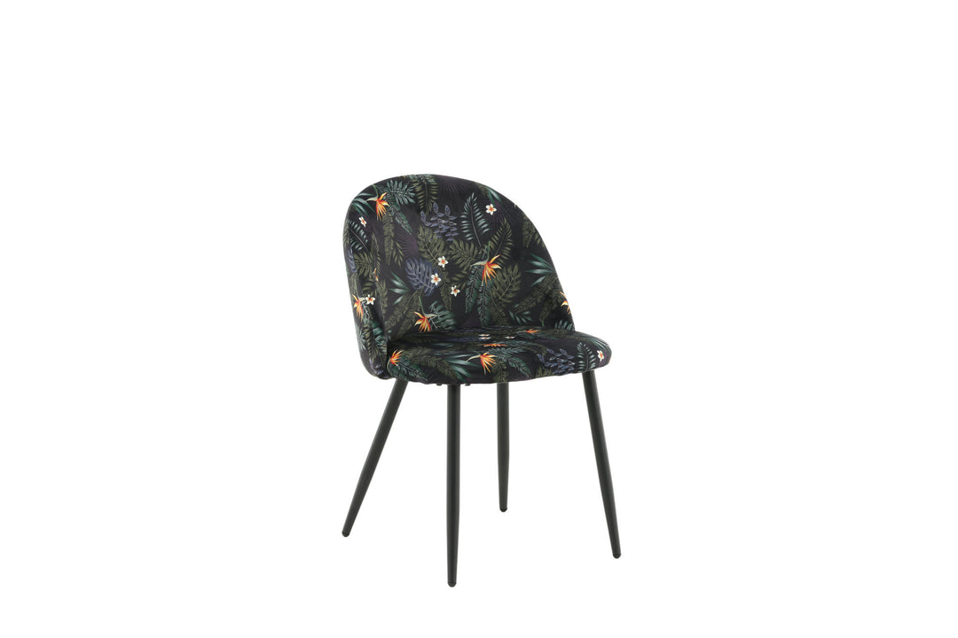Venture Home Velvet Dining Chair 2-pack - Black Flower Fabric