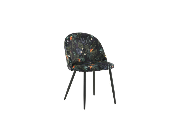 Venture Home Velvet Dining Chair 2-pack - Black Flower Fabric