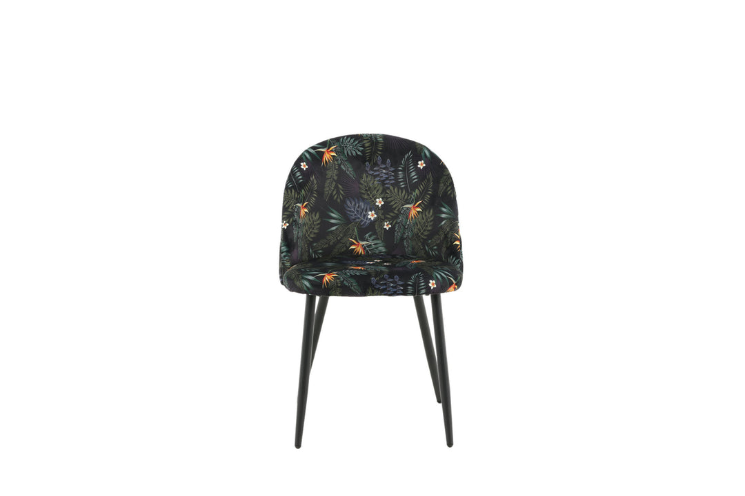 Venture Home Velvet Dining Chair 2-pack - Black Flower Fabric