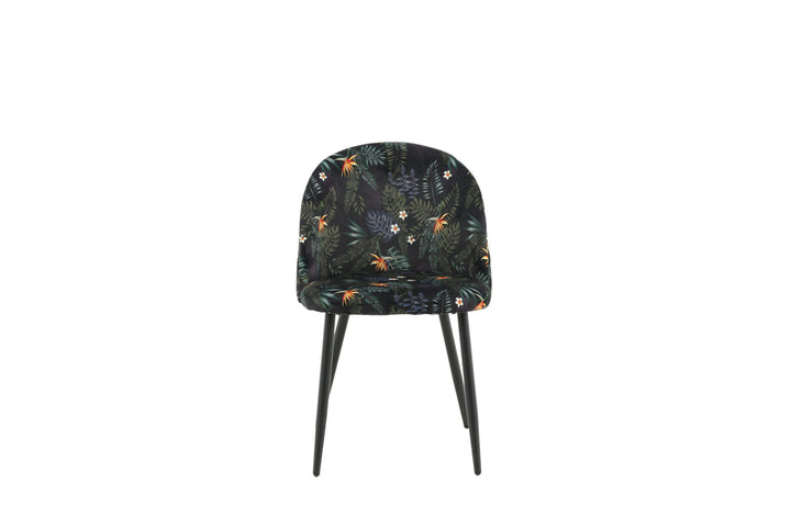 Venture Home Velvet Dining Chair 2-pack - Black Flower Fabric