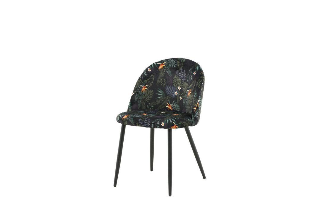 Venture Home Velvet Dining Chair 2-pack - Black Flower Fabric