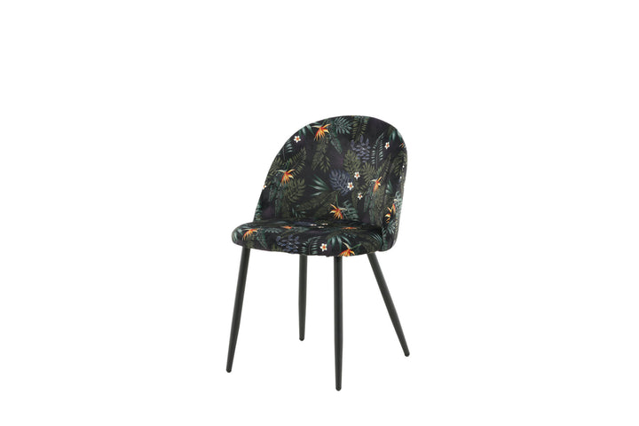 Venture Home Velvet Dining Chair 2-pack - Black Flower Fabric