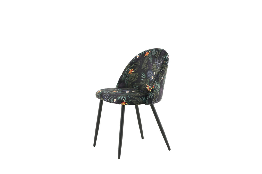Venture Home Velvet Dining Chair 2-pack - Black Flower Fabric