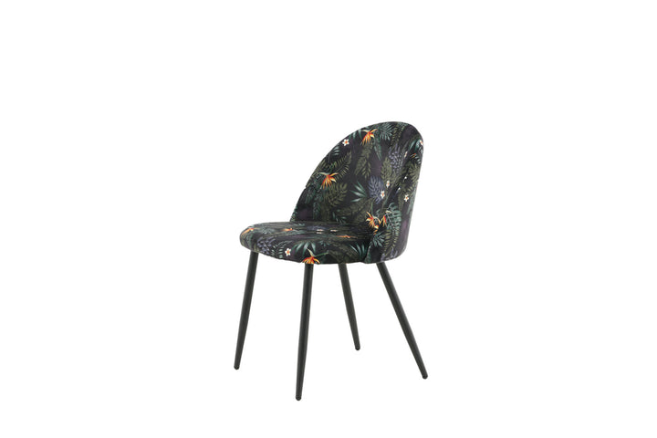 Venture Home Velvet Dining Chair 2-pack - Black Flower Fabric