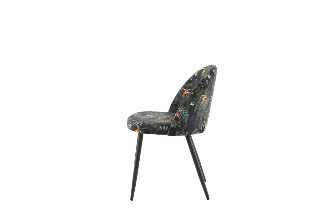 Venture Home Velvet Dining Chair 2-pack - Black Flower Fabric