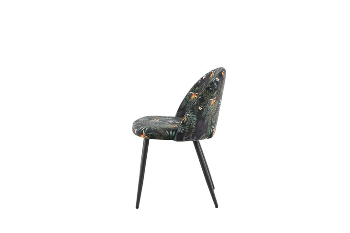Venture Home Velvet Dining Chair 2-pack - Black Flower Fabric
