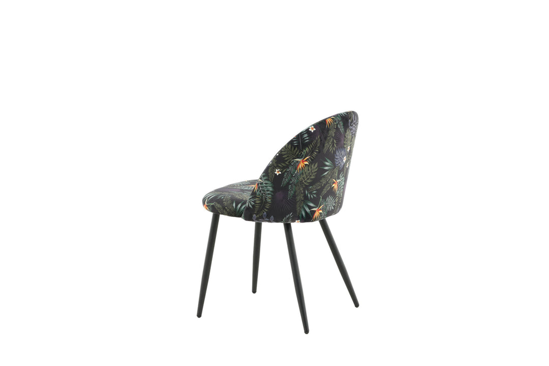 Venture Home Velvet Dining Chair 2-pack - Black Flower Fabric