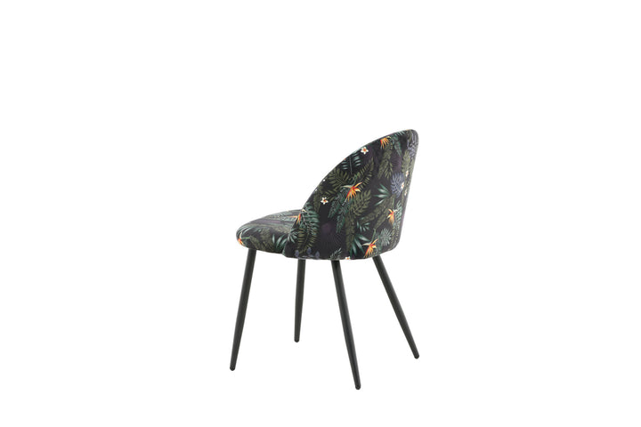 Venture Home Velvet Dining Chair 2-pack - Black Flower Fabric