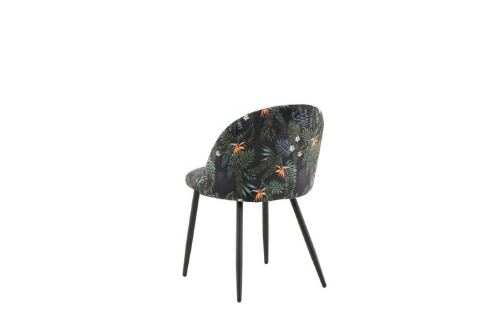 Venture Home Velvet Dining Chair 2-pack - Black Flower Fabric