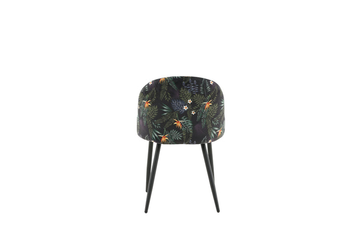 Venture Home Velvet Dining Chair 2-pack - Black Flower Fabric