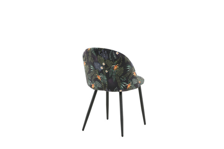Venture Home Velvet Dining Chair 2-pack - Black Flower Fabric