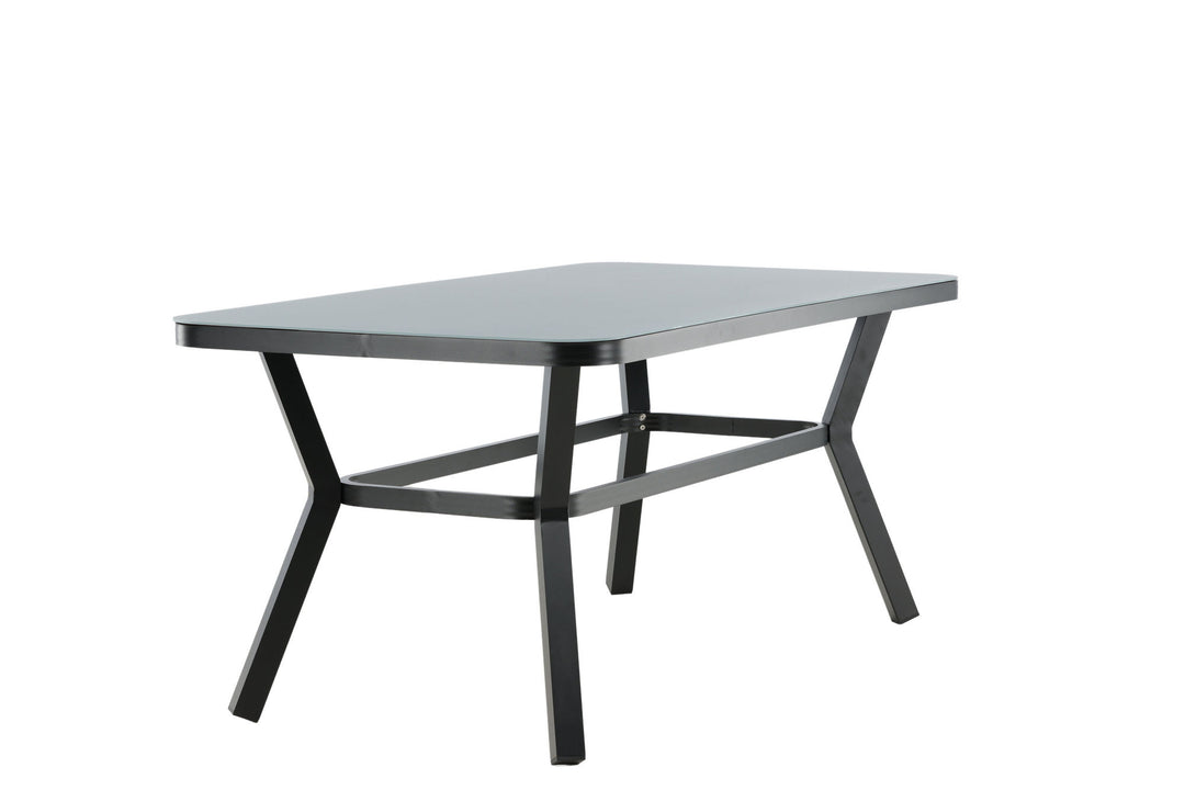 Venture Home Virya Dining Table - BLACK Alu / Grey Glass - small table
