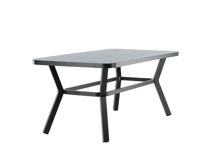 Venture Home Virya Dining Table - BLACK Alu / Grey Glass - small table