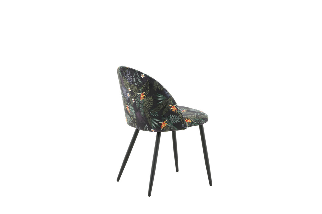 Venture Home Velvet Dining Chair 2-pack - Black Flower Fabric