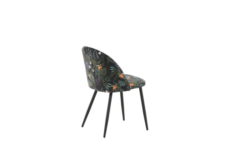 Venture Home Velvet Dining Chair 2-pack - Black Flower Fabric
