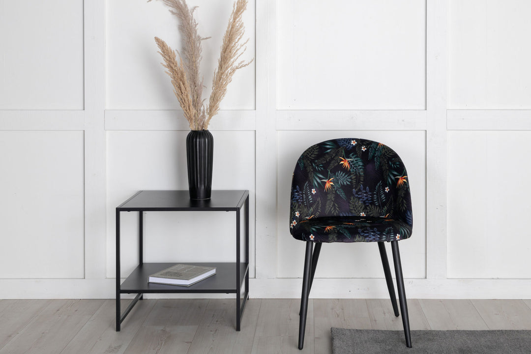 Venture Home Velvet Dining Chair 2-pack - Black Flower Fabric