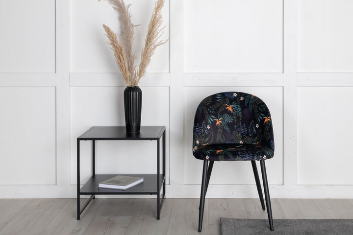 Venture Home Velvet Dining Chair 2-pack - Black Flower Fabric
