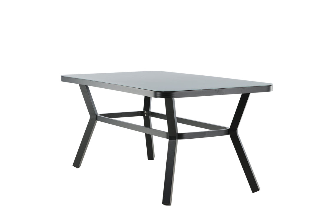 Venture Home Virya Dining Table - BLACK Alu / Grey Glass - small table