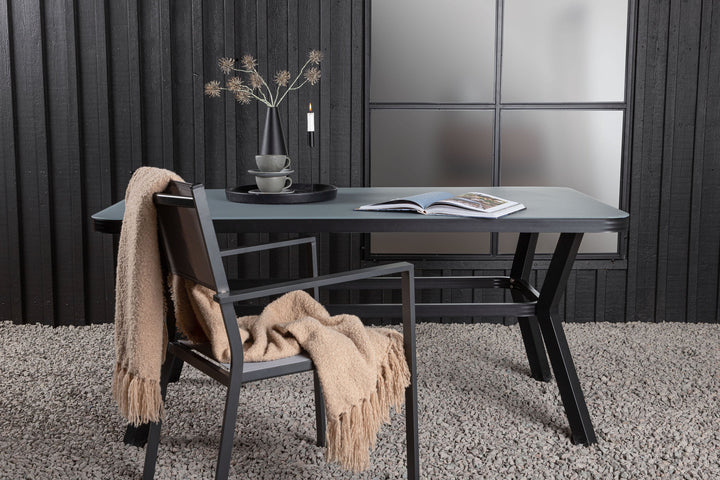 Venture Home Virya Dining Table - BLACK Alu / Grey Glass - small table