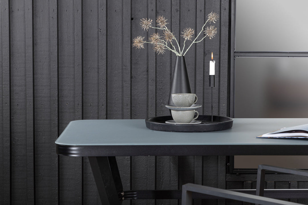 Venture Home Virya Dining Table - BLACK Alu / Grey Glass - small table