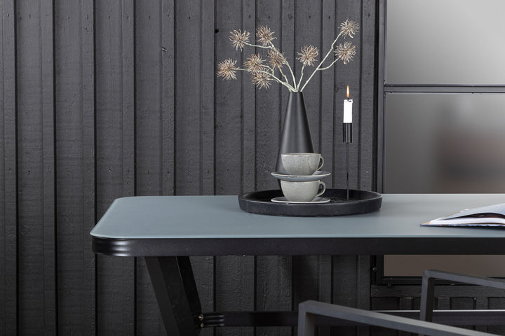 Venture Home Virya Dining Table - BLACK Alu / Grey Glass - small table