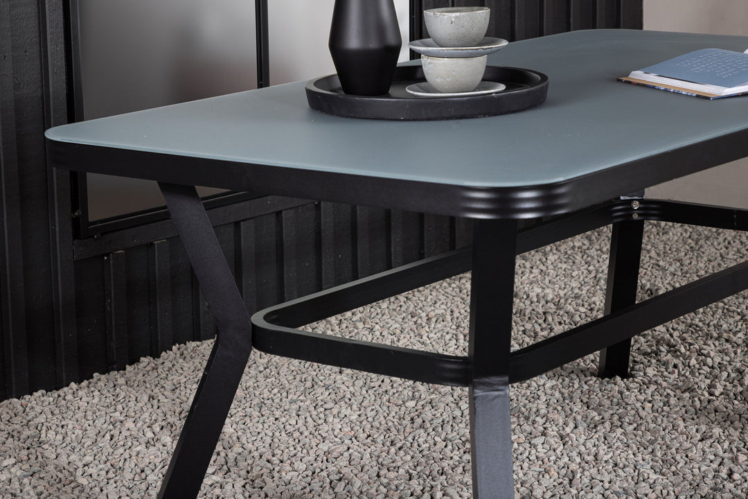 Venture Home Virya Dining Table - BLACK Alu / Grey Glass - small table