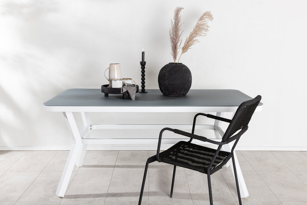 Venture Home Virya Dining Table - White Alu / Grey Glass - small table