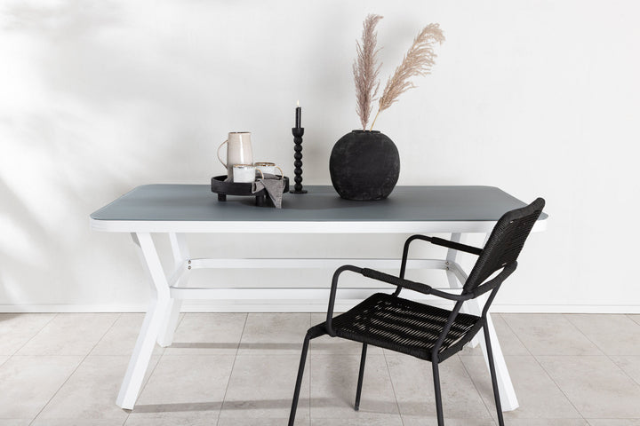 Venture Home Virya Dining Table - White Alu / Grey Glass - small table