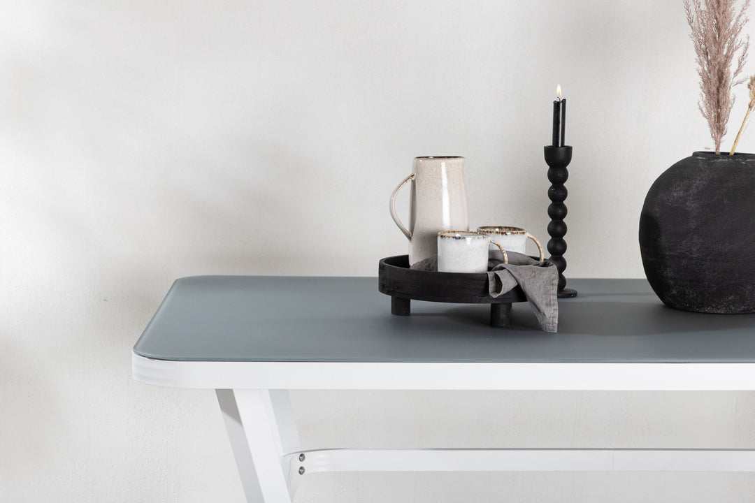 Venture Home Virya Dining Table - White Alu / Grey Glass - small table