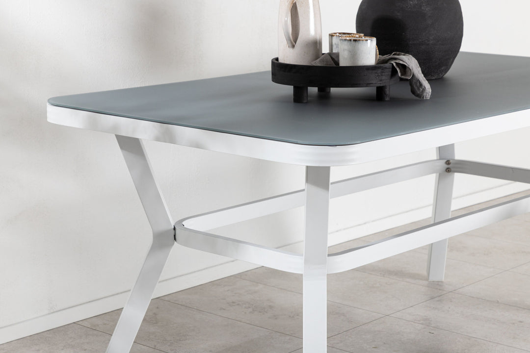 Venture Home Virya Dining Table - White Alu / Grey Glass - small table