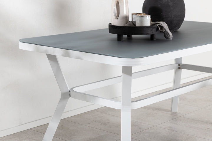 Venture Home Virya Dining Table - White Alu / Grey Glass - small table