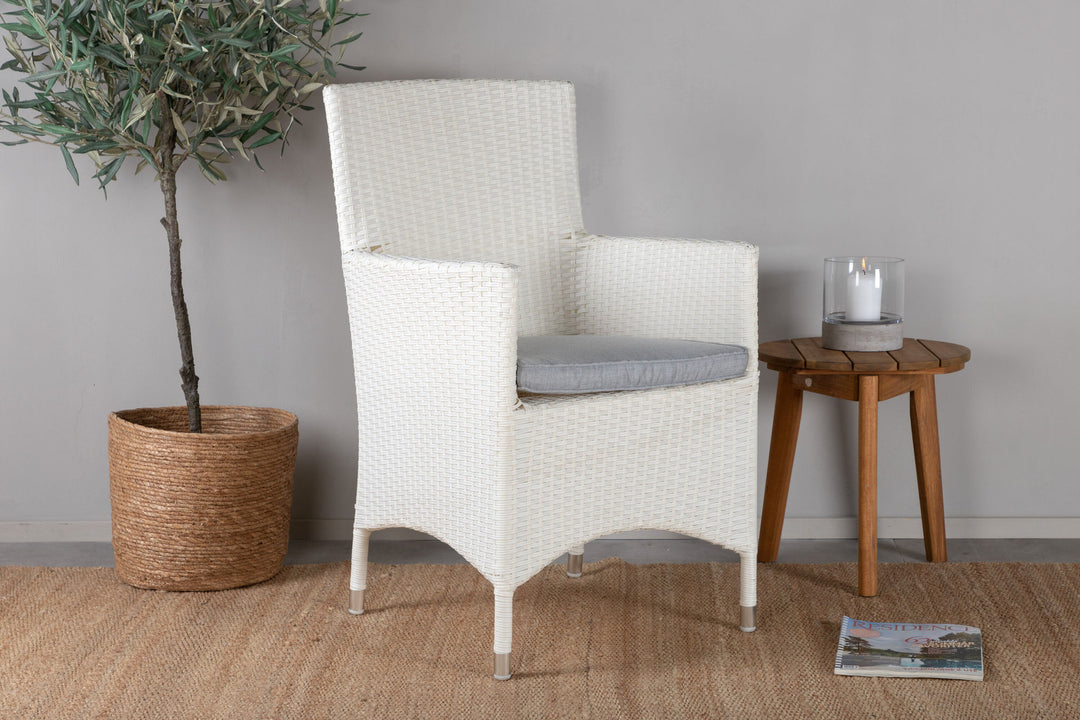 Venture Home Malin Karmstol Med Dyna 2-pack - Vit / Grå Dyna