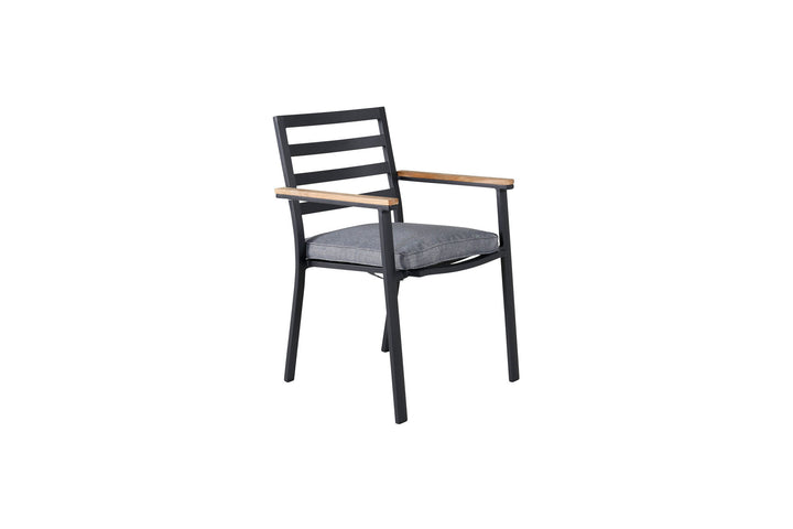 Venture Home Brasilia Karmstol (stapelbar) - Svart Alu / Teak
