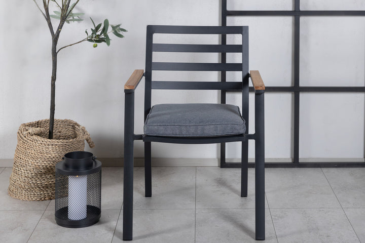 Venture Home Brasilia Karmstol (stapelbar) - Svart Alu / Teak