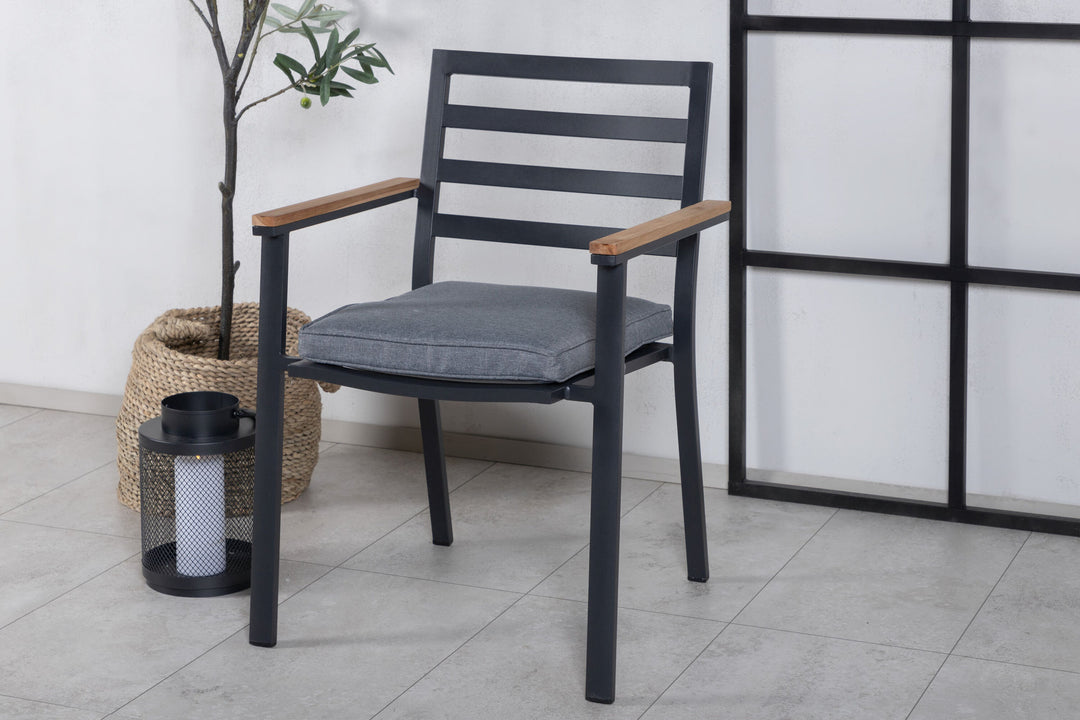 Venture Home Brasilia Karmstol (stapelbar) - Svart Alu / Teak