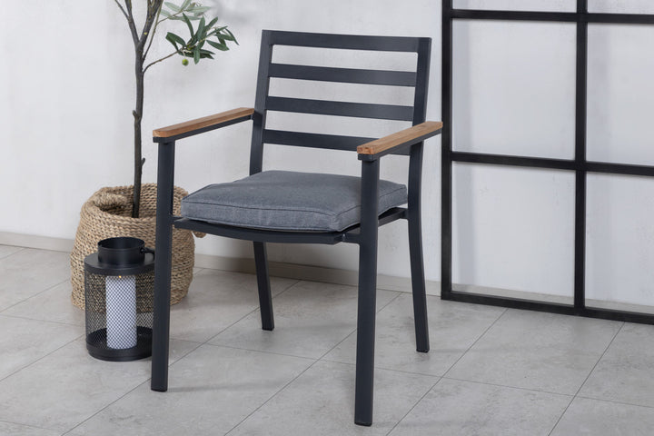 Venture Home Brasilia Karmstol (stapelbar) - Svart Alu / Teak