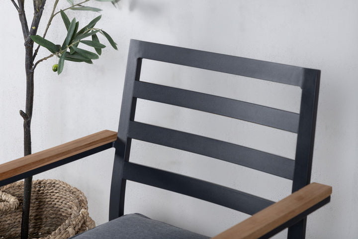 Venture Home Brasilia Karmstol (stapelbar) - Svart Alu / Teak