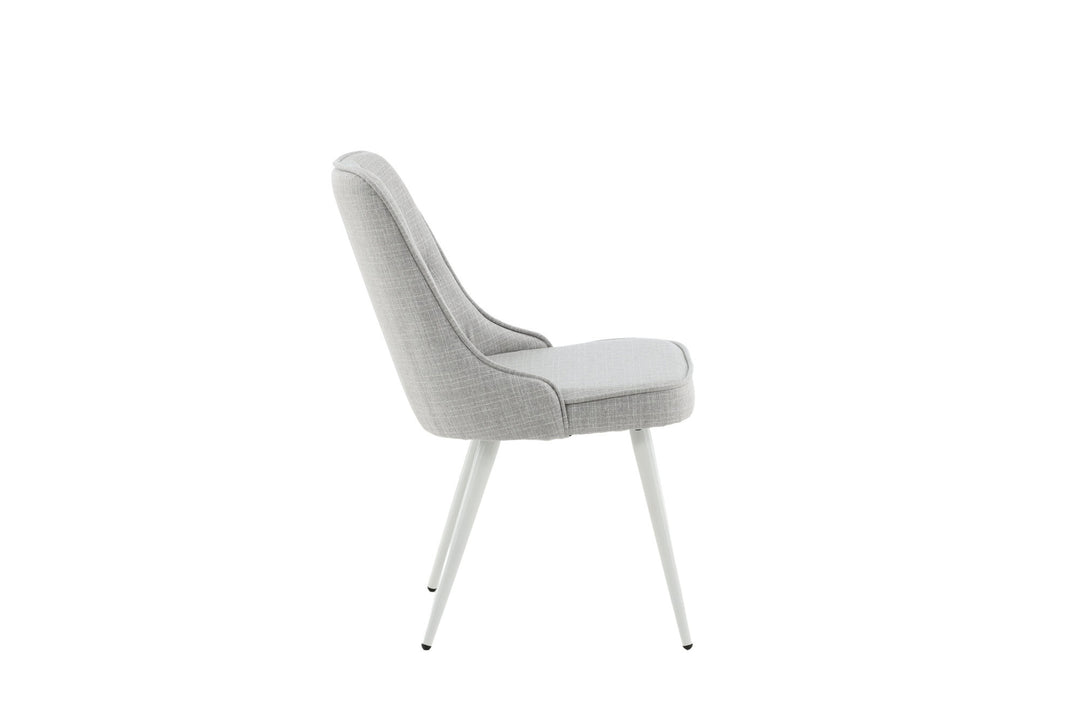 Venture Home Velvet Deluxe Dining Chair 2-pack - White Legs - Light Grey Fabric